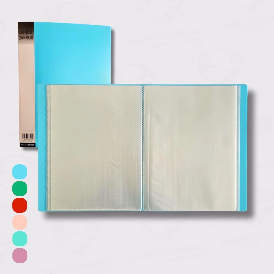 Carpeta Plástica Con 60 Folios A4 Avios – Varios Colores – Máxima Organización De Calidad - Imagen 2
